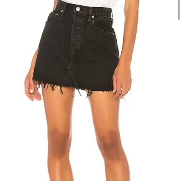 Agold Quinn Black Jean Skirt Distressed Denim Size 27 - Picture 1 of 8